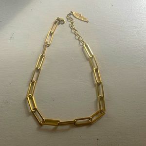 David Aubrey gold paper clip chain necklace